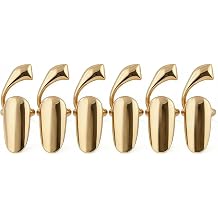 6Pcs Gold Alloy Finger Nail Rings Metal Finger Tip Opening Rings Nail Cap Cover Ring Nail Art Decoration Nail Protect Ring for Women