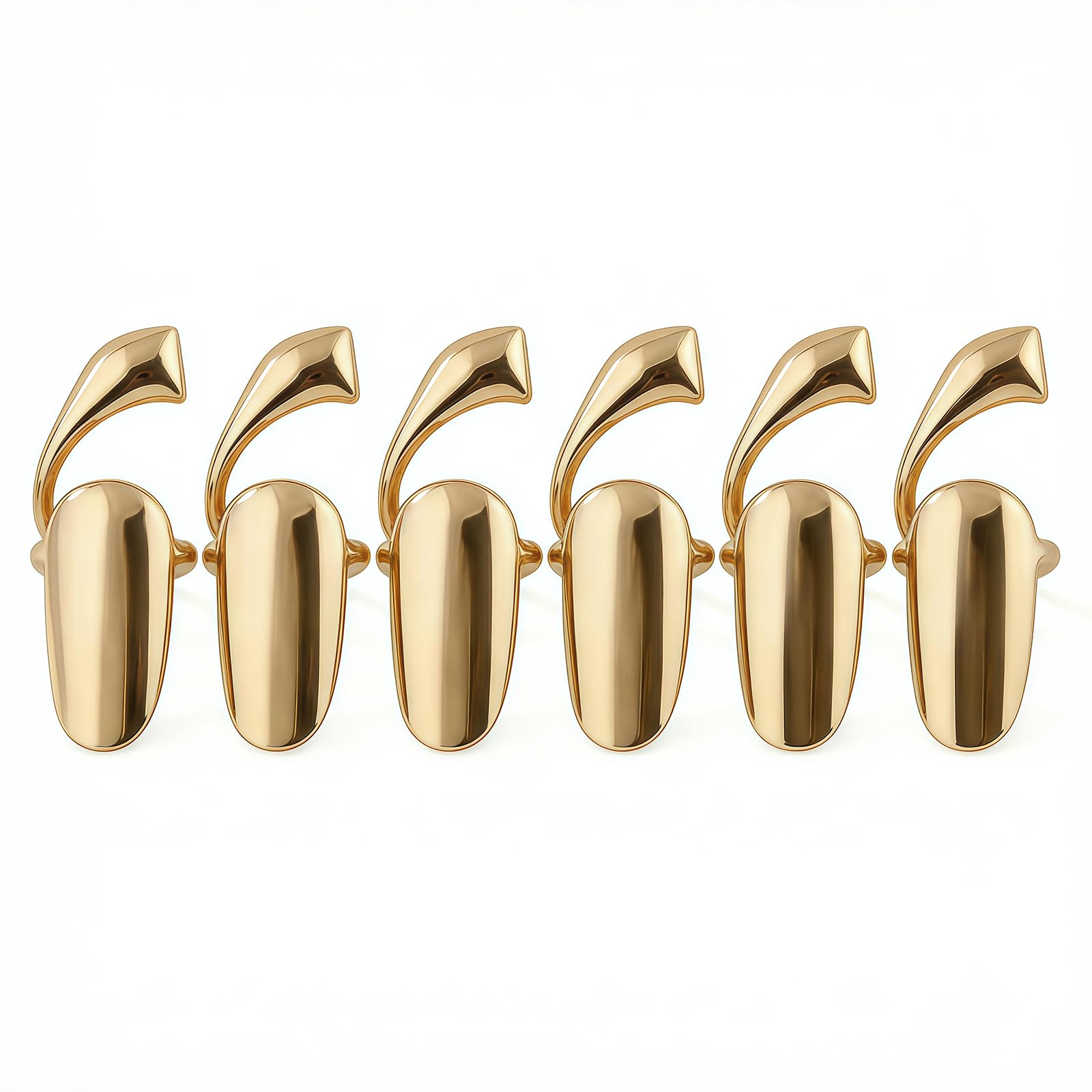 6 anelli per unghie dorati, lucidi, alla moda, per unghie, anello di apertura, protezione per unghie, decorazione per nail art