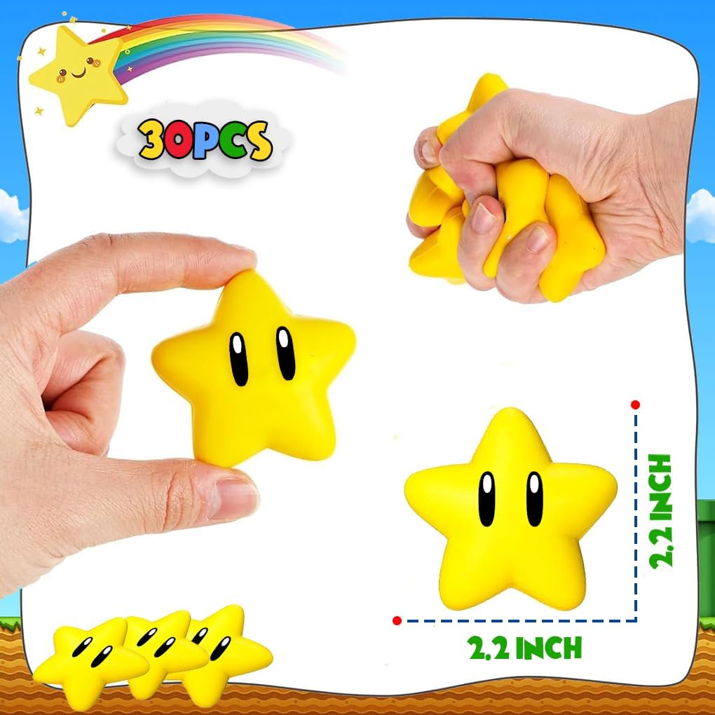 Mini Star Stress Ball for Video Game Birthday Decoration Party Favors Classroom Exchange Gifts Classroom Prizes School Carnival Reward Party Favors Fillers