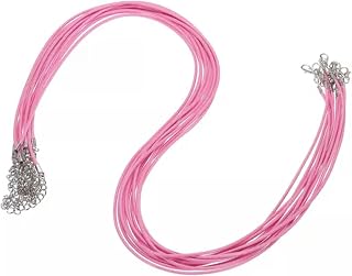 10 Cordones encerados de 24 Pulgadas y 2 mm para Hacer Joyas, Color Rosa