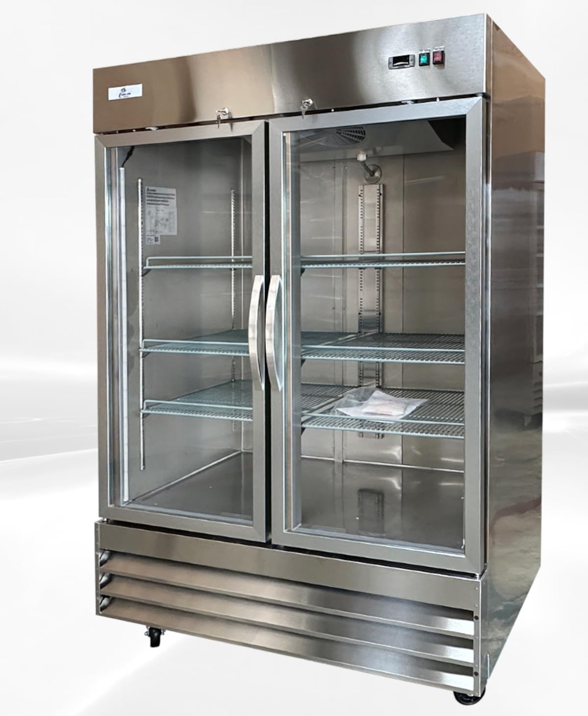 cooler depot Commercial Freezer Glass 2 Double Door Stainless Steel Exterior, Upright Reach in NSF 54" Width 6 Shelves, Display Merchandiser 47 cuft -8°F to 0°F CFG-2FFGSS | Fridge.com