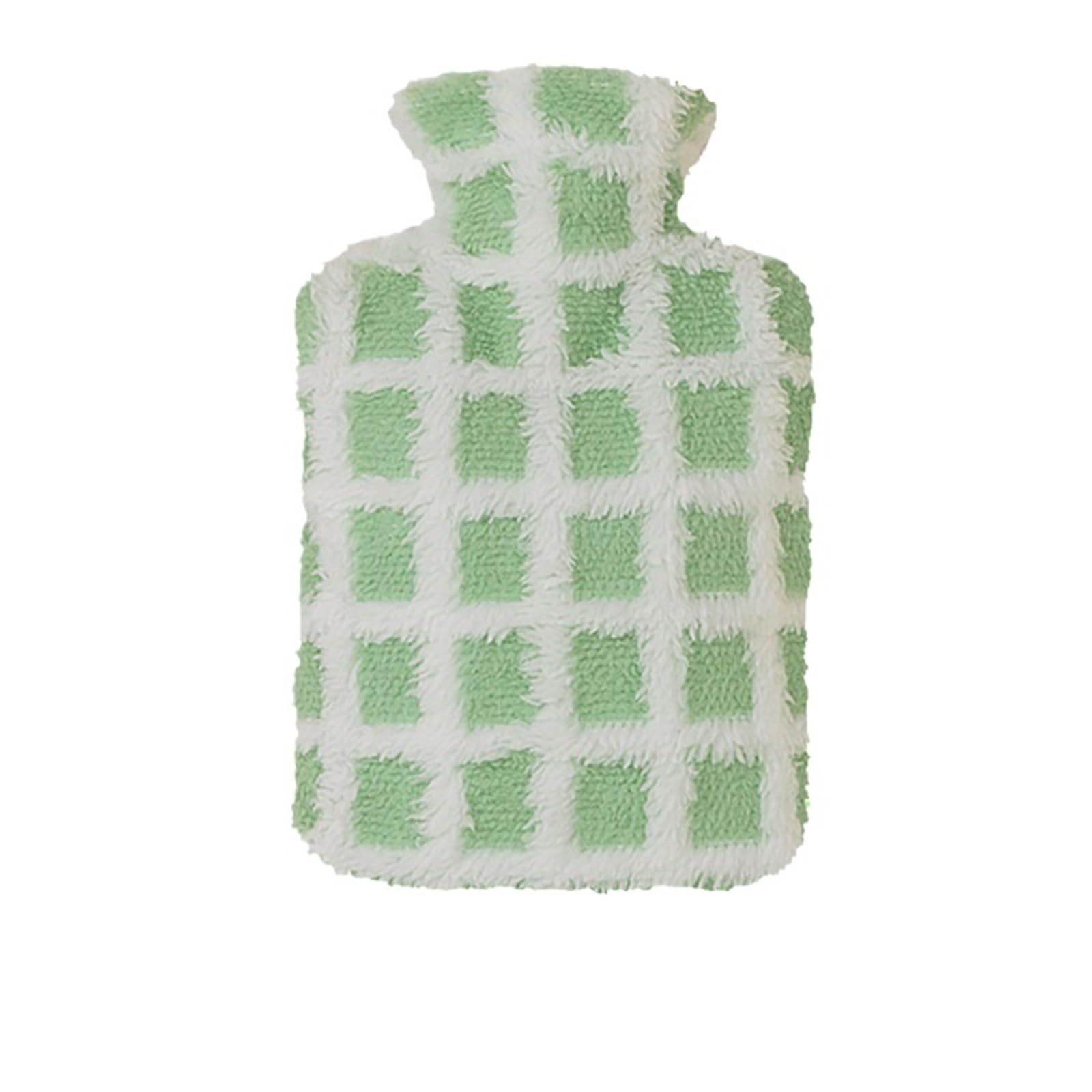 Termofor, 2 szt. Duże z pluszową osłoną Zimowy podgrzewacz do stóp Torba na dzbanek gorącą wodę wielokrotnego użytku(Grün,1500ml)