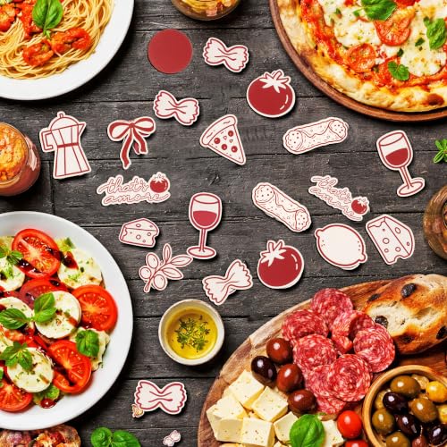 Image of BeYumi That's Amore Table Confetti - 300Pcs Italian Themed Food Party Decor | That's Amore Party Decoration Italian Bow Pasta Pizza Wine Decor Bridal Shower Engagement Wedding Anniversary Dinner Supplies