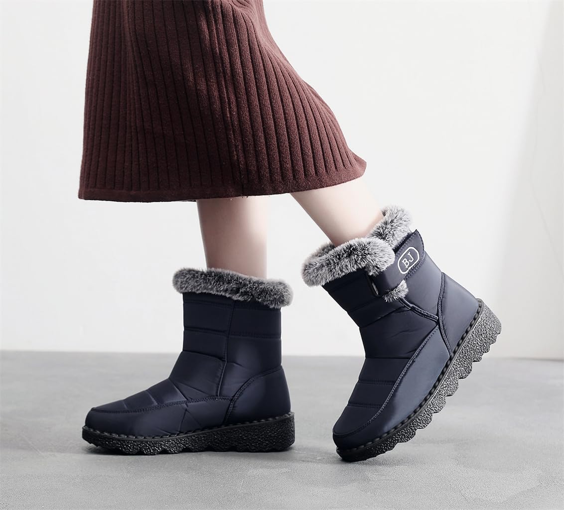 Damskie śniegowce, ciepłe buty zimowe, uniseks, z krótką cholewką, kozaki outdoorowe, na kemping, wędrówki, zimowe botki, Niebieski 37, 35 EU