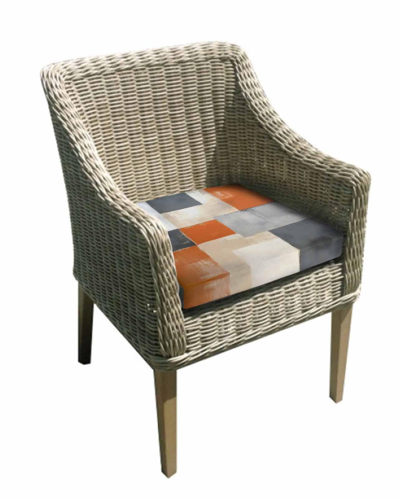 2 Pack Abstract Orange Grey Waterproof Cushion Covers with Ties, Outdoor Patio Chaise Lounge Chair Seat Cushion Slip Covers Replacement(Only Cover) Modern Oil Painting Geometric Art 24