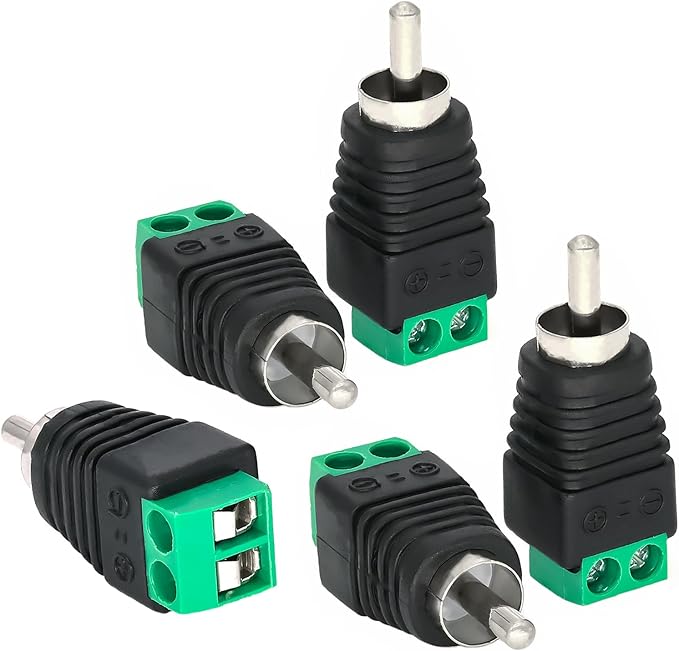 5 Piezas Adaptador AV a Conector RCA Macho, Terminal Tornillo, Audio Video miniatura 8