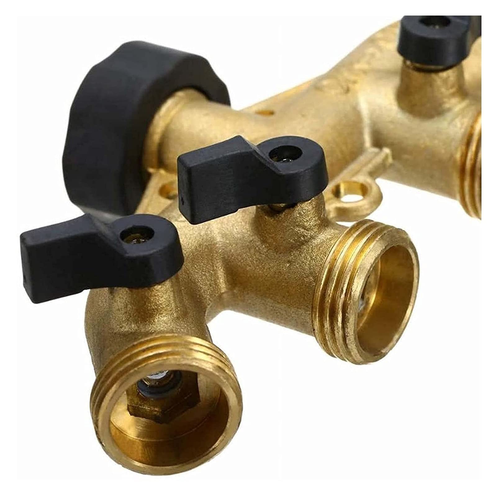 Splitter de la Manguera de latón de 4 vías, colector del Grifo de la Manguera de latón de 3/4 ", Conector Adaptador de Manguera de jardín para riego de riego de jardín