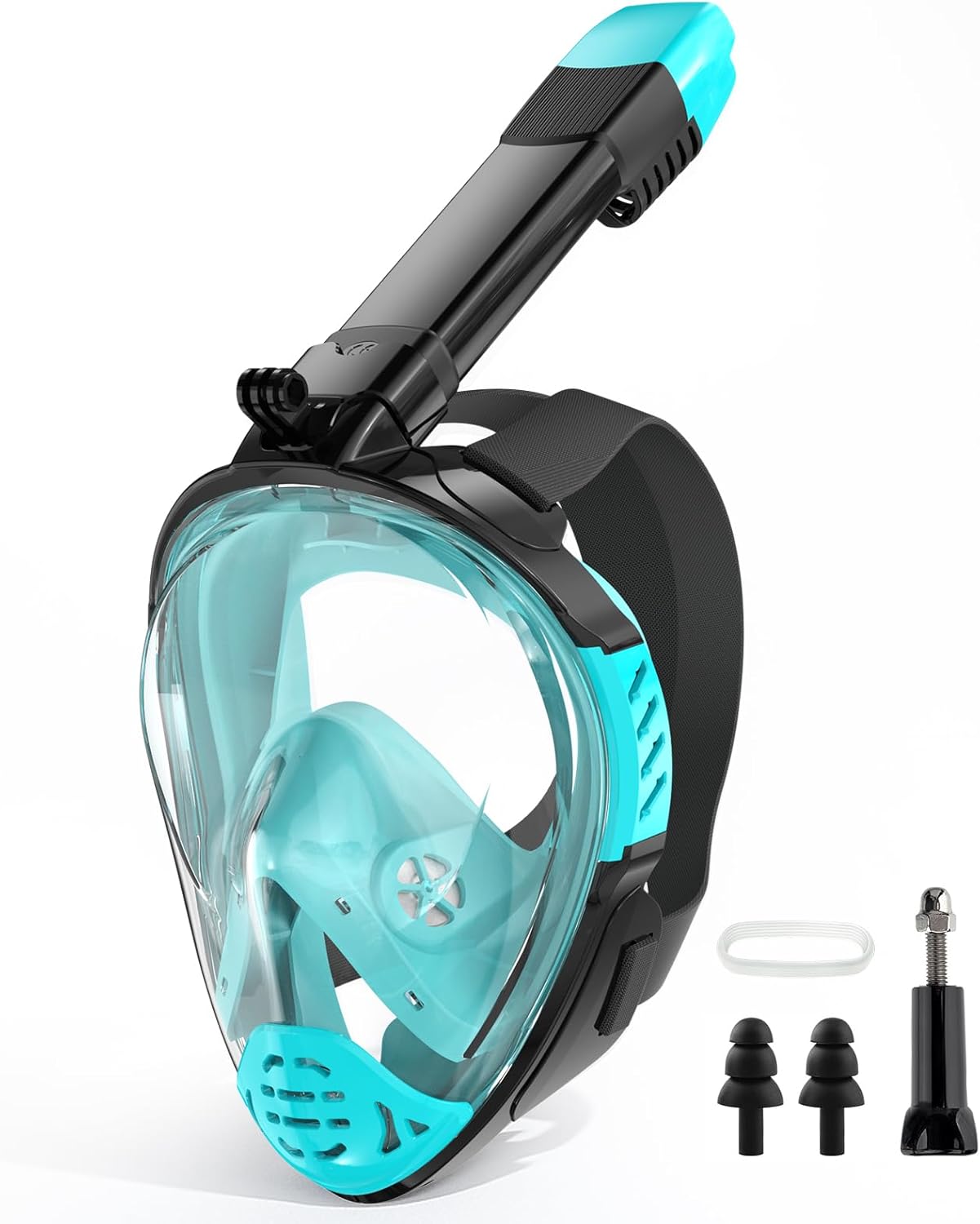 Full Face Snorkel Mask, Snorkeling Gear for Adults, Scuba Mask Diving Dry Top Snorkel Gear with Detachable Camera Mount, 180° Panoramic View Anti-Leak Anti-Fog Travel Package