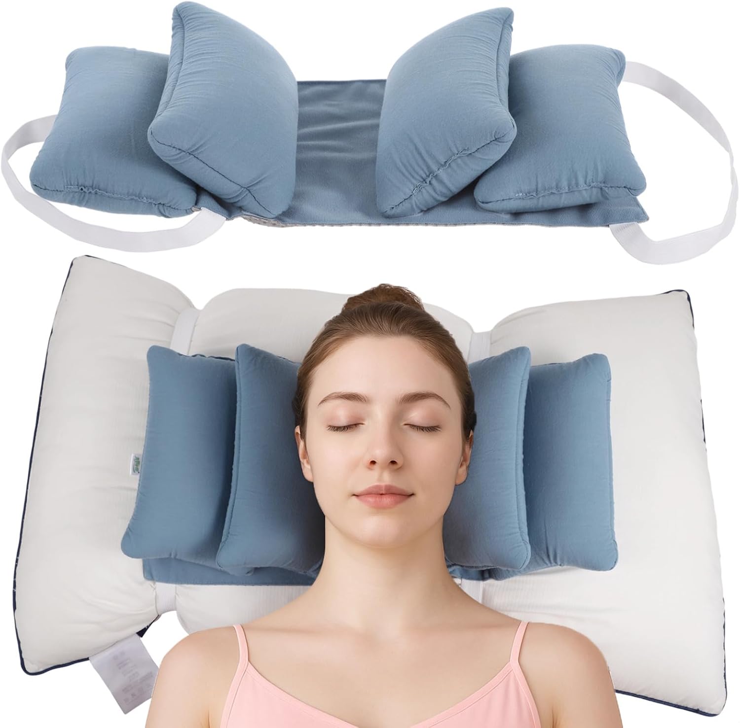 Anti-Wrinkle Pillow for Back Sleepers, Adjustable Face-Up Support, Neck Alignment and Body Posture Corrector, Head Stabilizer for Recovery After Surgery