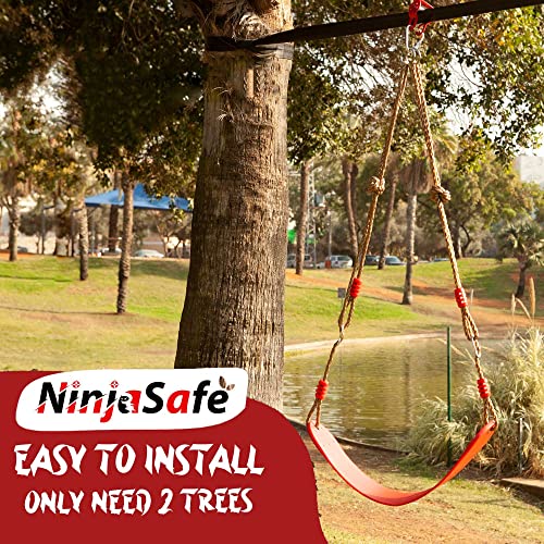 Adventurous Ninja Pulley Kit For Kids - Outdoor Fun With 70 Ft. Slackline And Adjustable Swing Seat - Kids Slider Line Kit For Yard Or Park - Slider Lines For Backyard Kids Ages 5-14 #TOP2