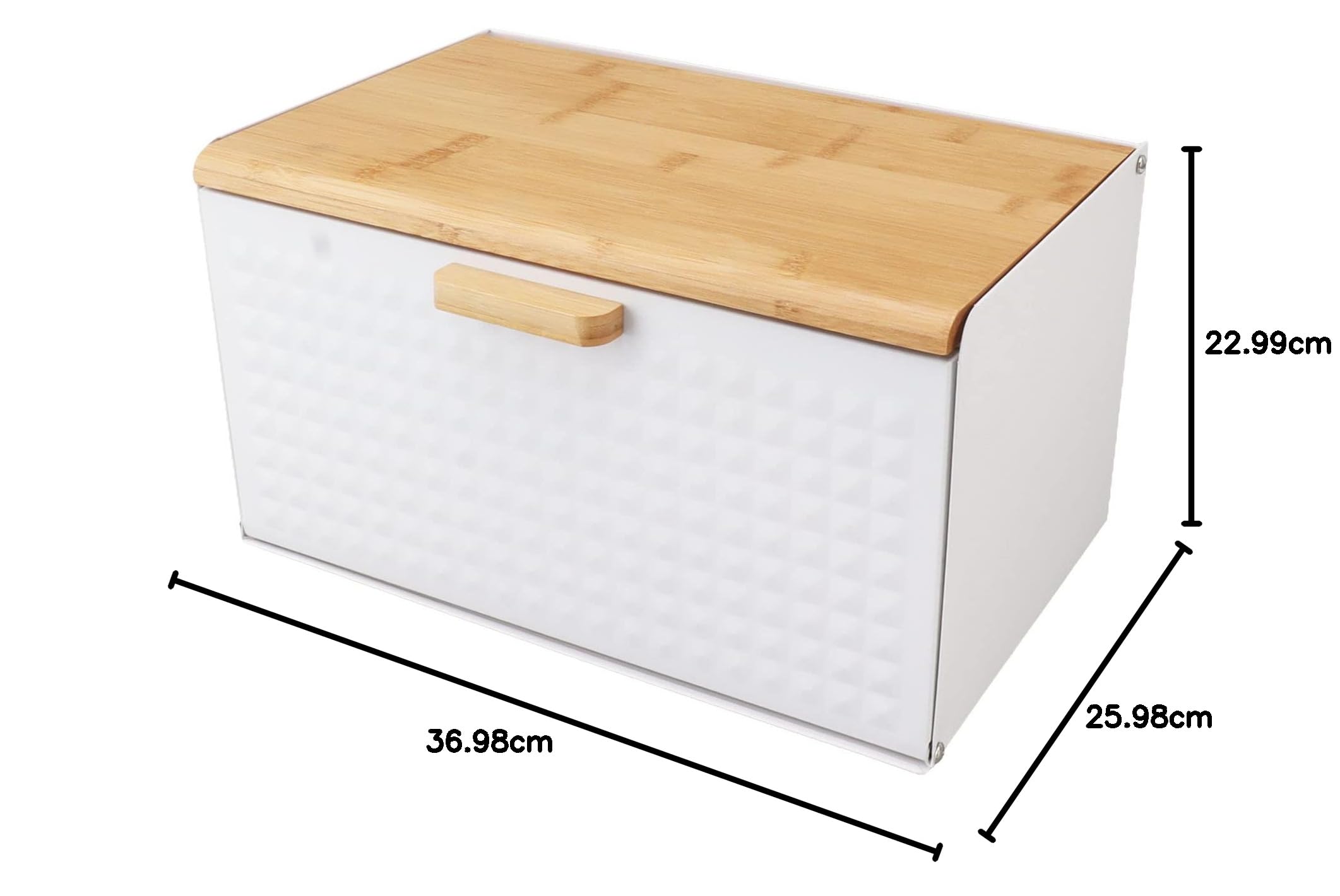 Cocoarm Skrzynka na Chleb Drewniana z żelazną ramą, Pojemna i Wytrzymała Organizator na Chleb na Blat Kuchenny, 35,5x21,5x20 Cm (WHITE)