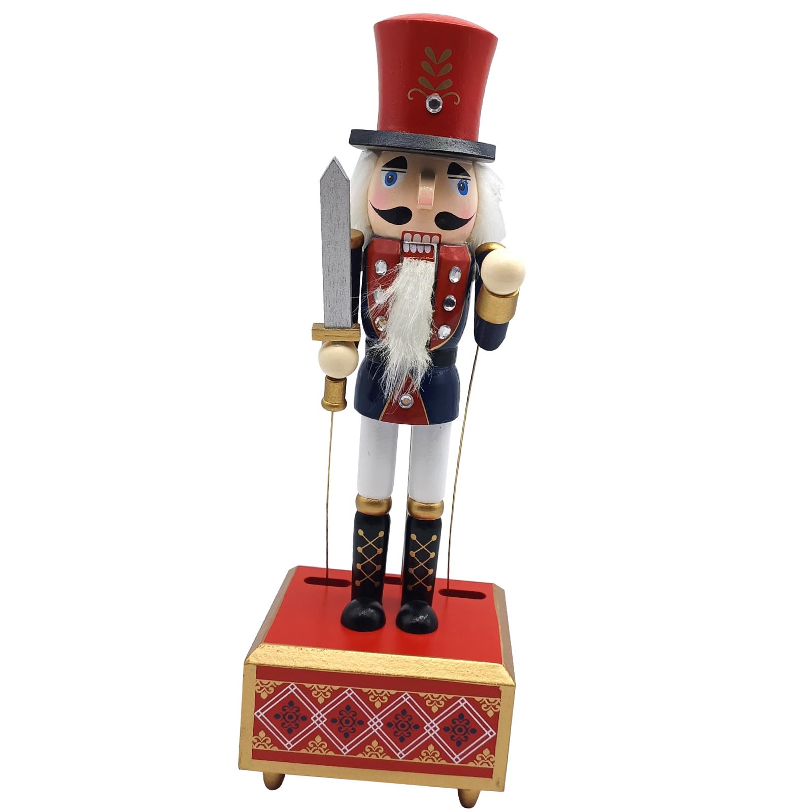 1 caja de música navideña de madera, cascanueces, títeres de soldado, adorno para decoración de cocina, decoración de madera