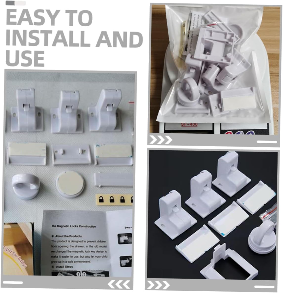 FAVOMOTO 4sets Multi-functional Invisible and Cabinet Latches for Childproofing Furniture Easy Installation for Home Safety