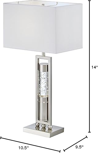 Miniatura 6 de Homelegance Lámpara de mesa con acabado de metal de níquel satinado con luz decorativa brillante de agua bailarina, luz nocturna