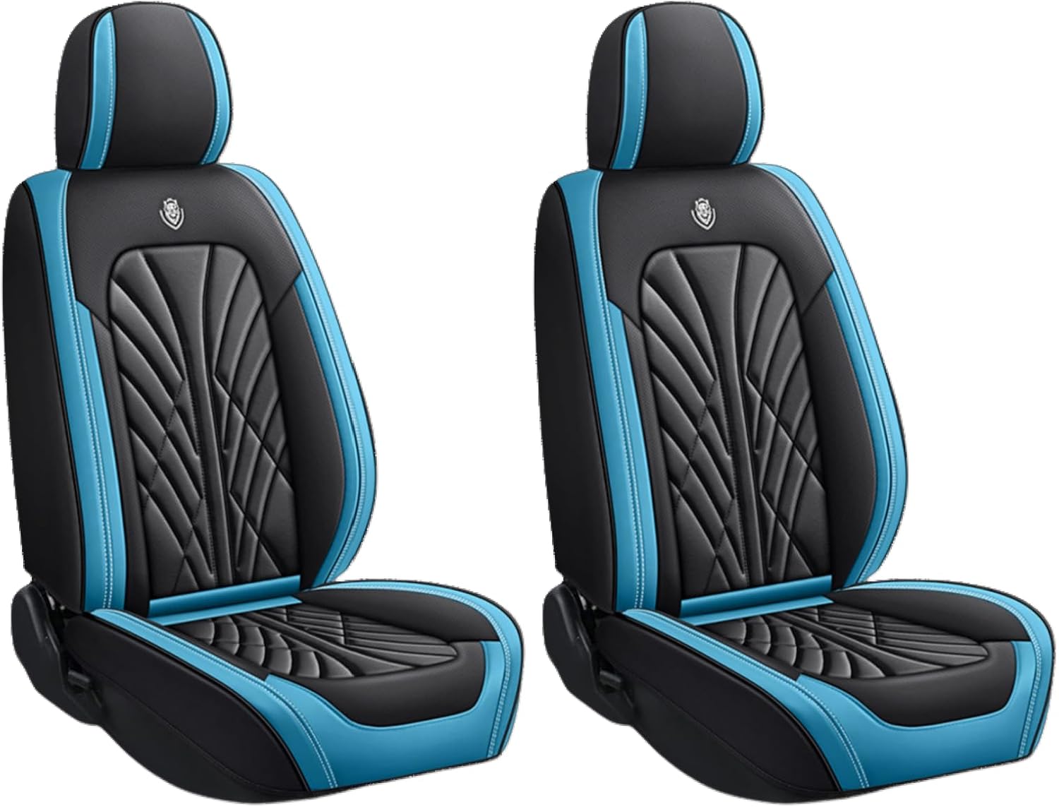 Premium PU Leatherette Car Seat Cover Set Custom Fit for Ford Maverick 2022 2023 2024 Water-Proof Breathable Faux Leather Seat Cushion Protectors (Black Cyan,Full Set 5 Seats)
