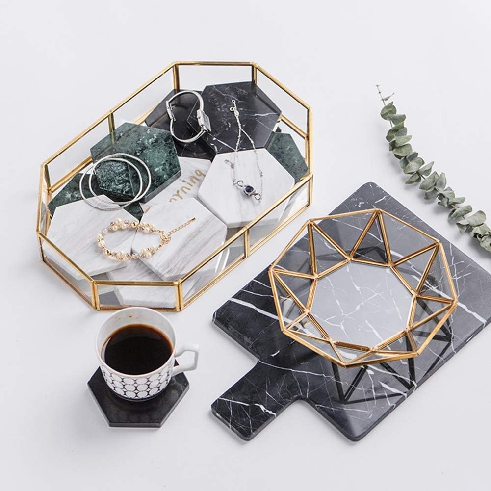 Ochine Glass Vintage Jewelry Box Glass Box Gold Jewelry Box Vintage Jewelry Organizer Decorative Wedding Card Box Golden Hexagon Clear Vanity Dresser Tray Jewelry Display Holder Home Decor