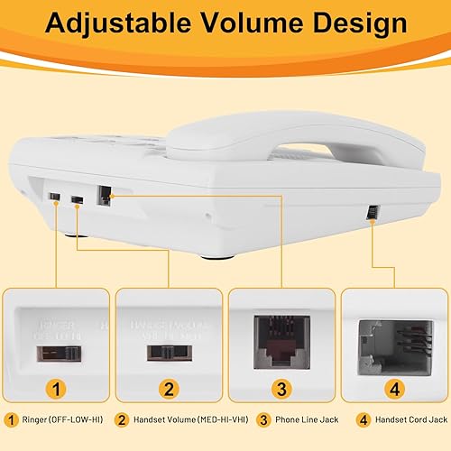 Miniatura 5 de Uvital Teléfono de botón grande para personas mayores, teléfono fijo con cable con 9 botones grandes de marcación de un solo toque, llamadas manos