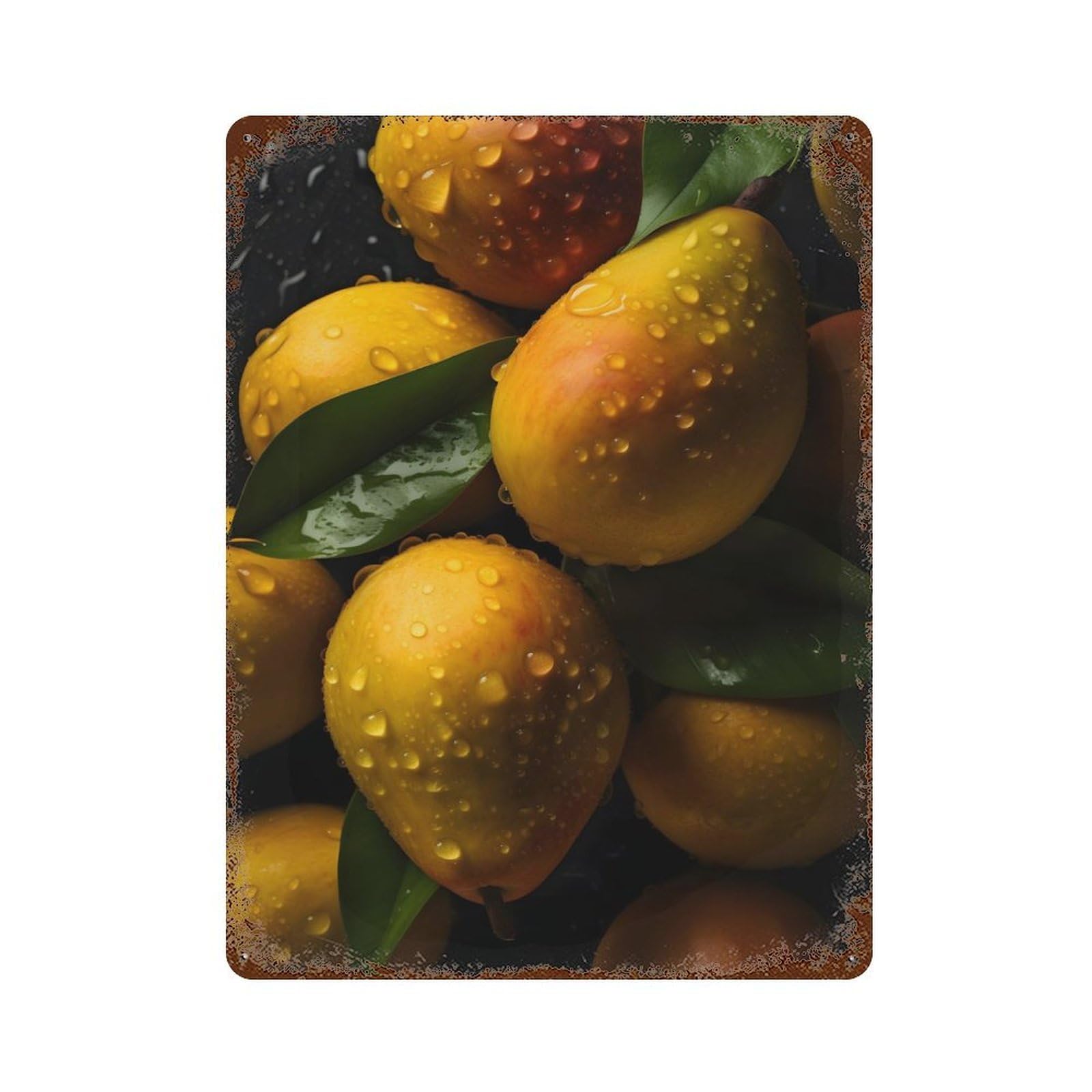 Vintage Metal Tin Sign Mangoes 15.7"x11.8", Industrial Home Decor for Farmhouse, Kitchen And Entryway Decor