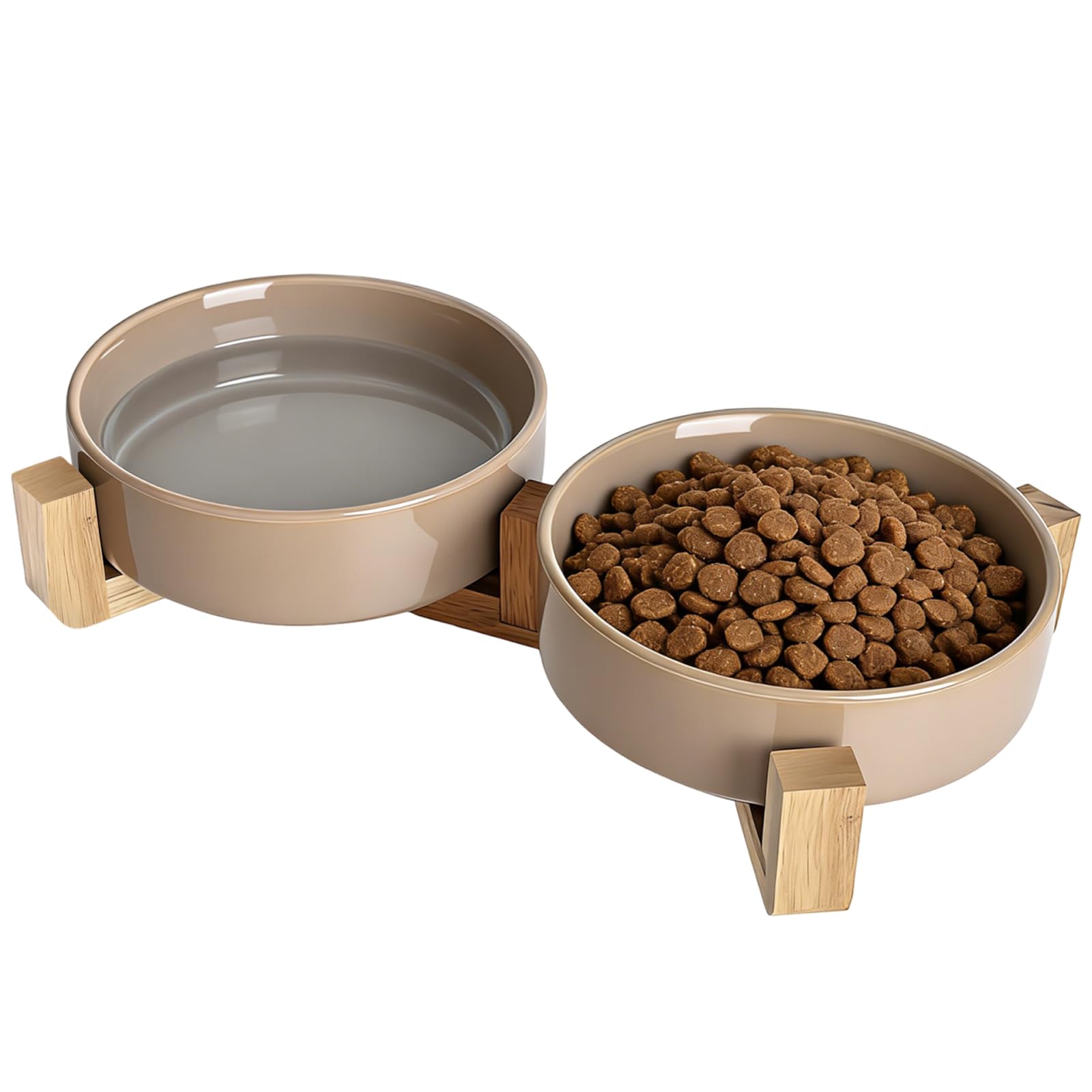 Ceramiczna miska dla psa, zestaw misek na karmę dla psa, podwójna miska na karmę dla psa z uchwytem, miska dla psa podwyższona, miska dla małych i średnich psów, stacja do karmienia