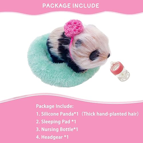 Miniatura 5 de Panda de silicona, mini panda realista suave de 5 pulgadas como compañero de silicona con almohadilla para dormir, accesorios para cumpleaños de