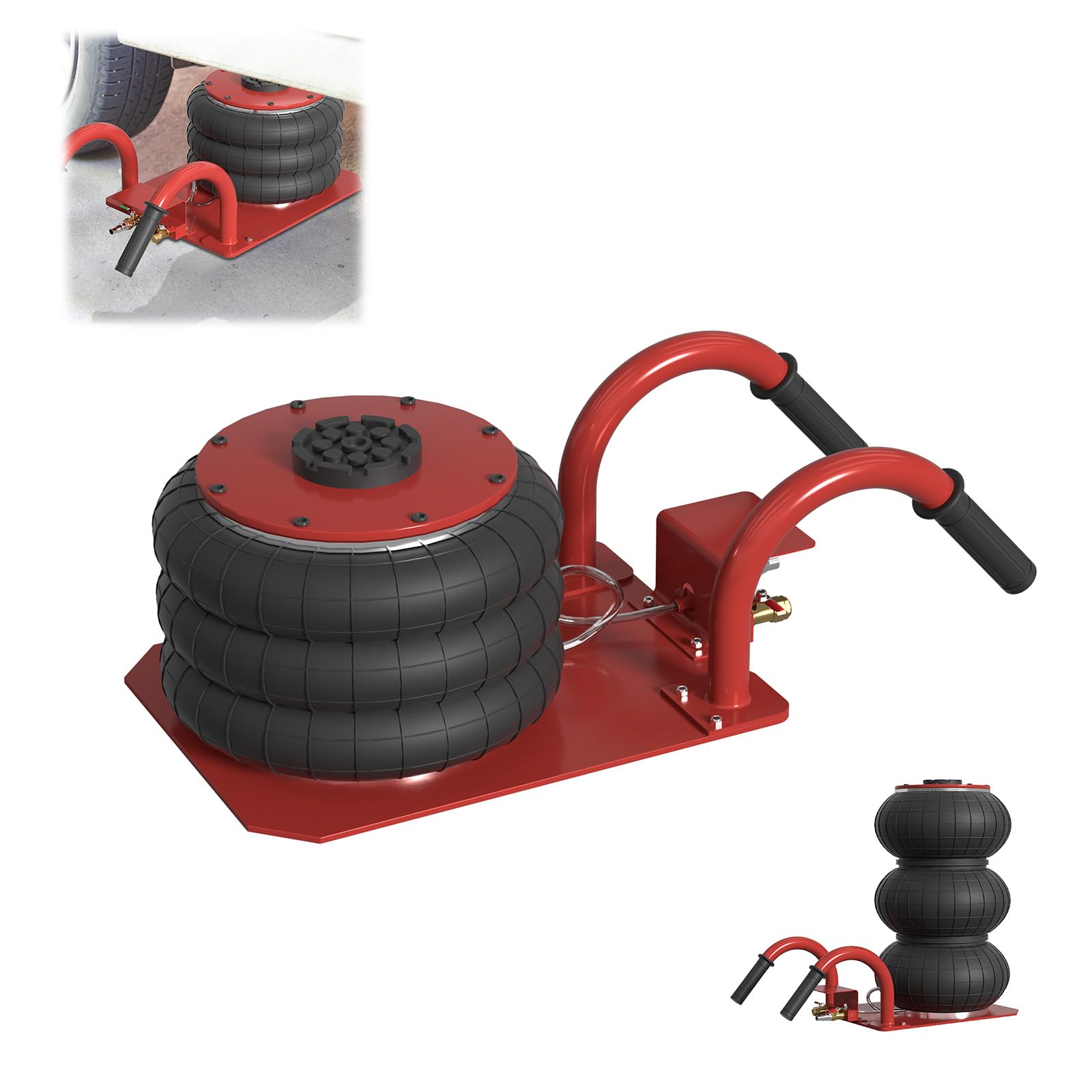 Froadp 3T Luftkissen Wagenheber Hydraulisch – Robuster Rangierwagenheber für Schwere Fahrzeuge 6600 lbs Tragkraft Griff Gebogen Hub 150–400 mm