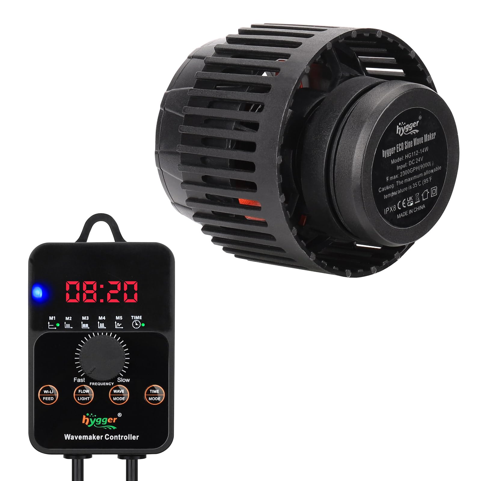 hygger Adjustable Flow Aquarium Wave Maker 24V DC Quiet Magnetic Powerhead Pump with Controller Fish Guard, 1500 GPH Fish Tank Wavemaker for 20-100
