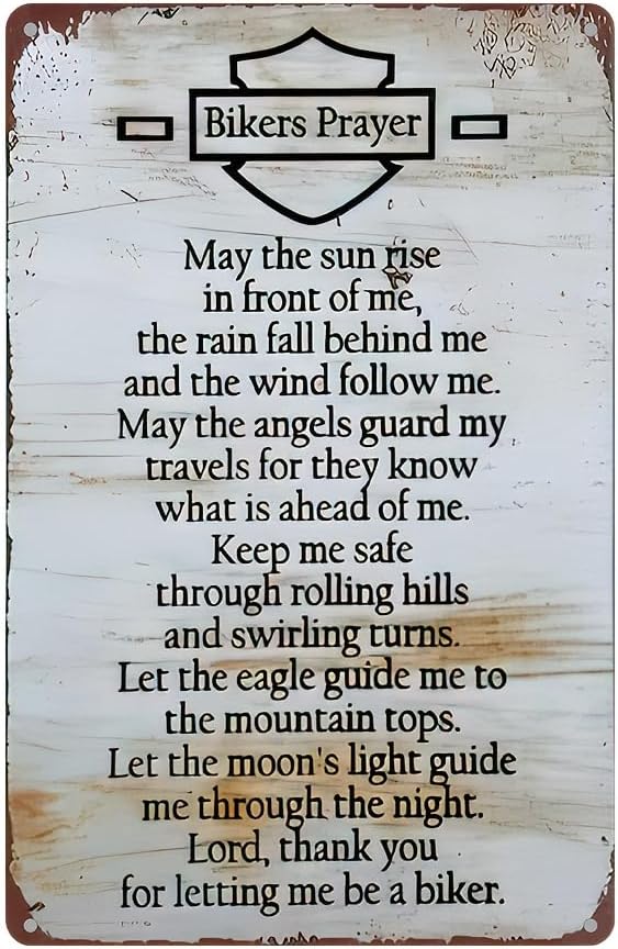 Amazon.com: Vintage Biker's Prayer Metal Tin Sign for Home, Restaurant ...