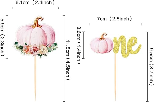 Miniatura 6 de Paquete de 24 decoraciones de calabaza para cupcakes para niñas, decoraciones de cumpleaños de calabaza, selecciones de cupcakes, decoración de