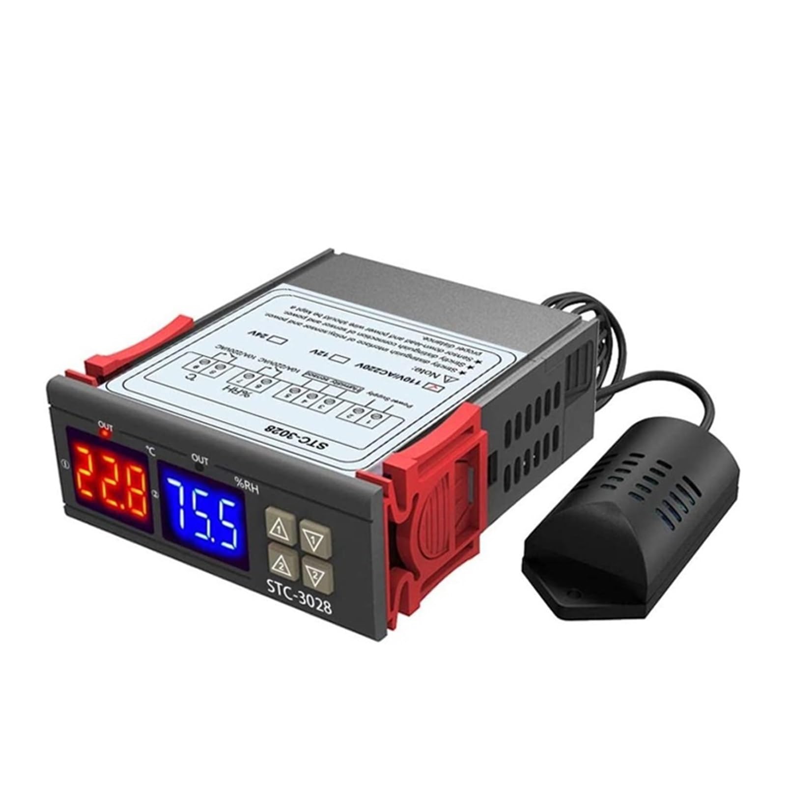 STC-3028 Dualer Digitaler Temperatur-Feuchtigkeitsregler 12V 24V 220V Thermoregulator-Thermostat for Die Kühlung Im Inkubator(STC-3028 24V)