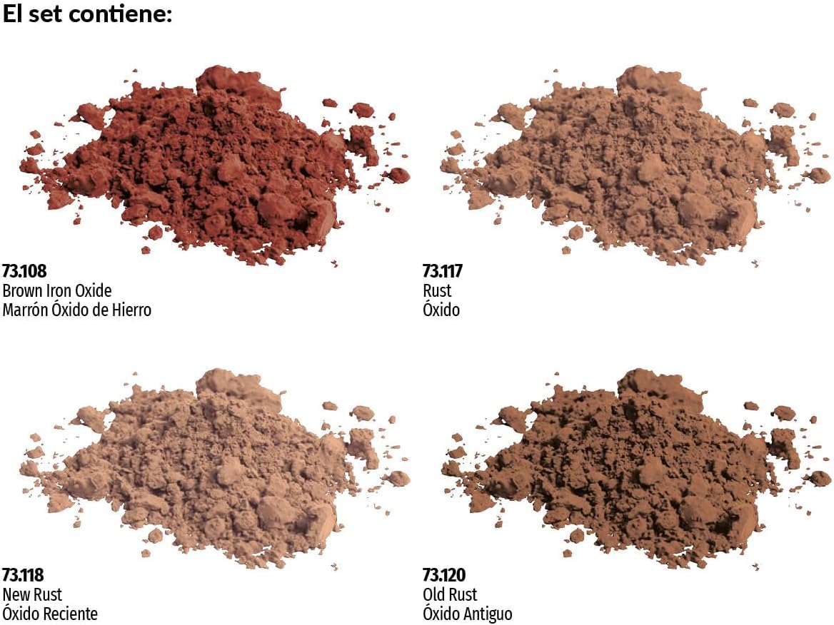 Vallejo - Pigment FX Rust & Corrosion Effect | Wide Range of Effects Caused by the Climate and Geographic Conditions | Contains 4 Bottles x 35 ml (1.18 fl.oz.)