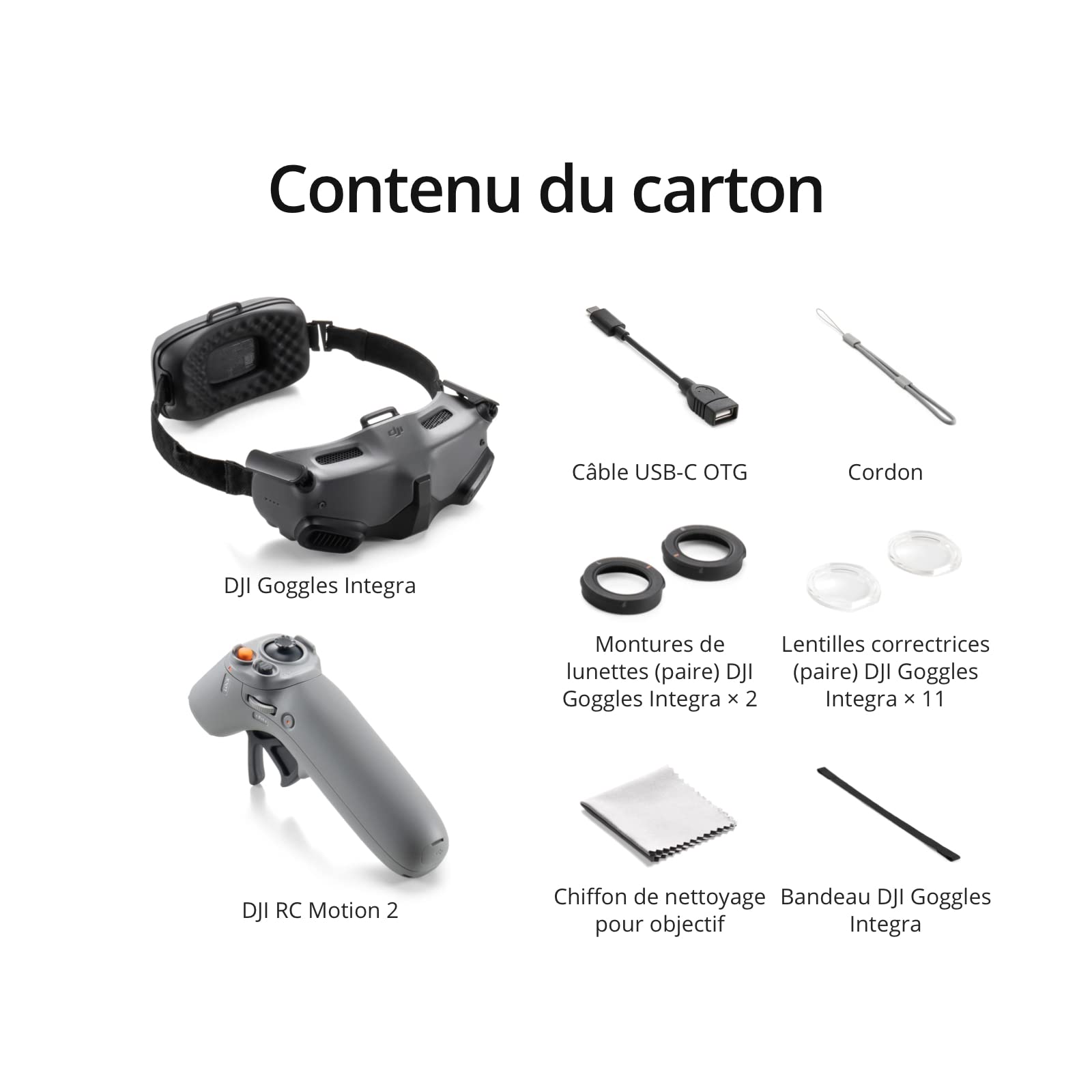 DJI Goggles Integra Motion Bundle - Contrôle Immersif par Mouvement, Goggles FPV Légères, Écrans Micro-OLED, Transmission Vidéo O3+ HD