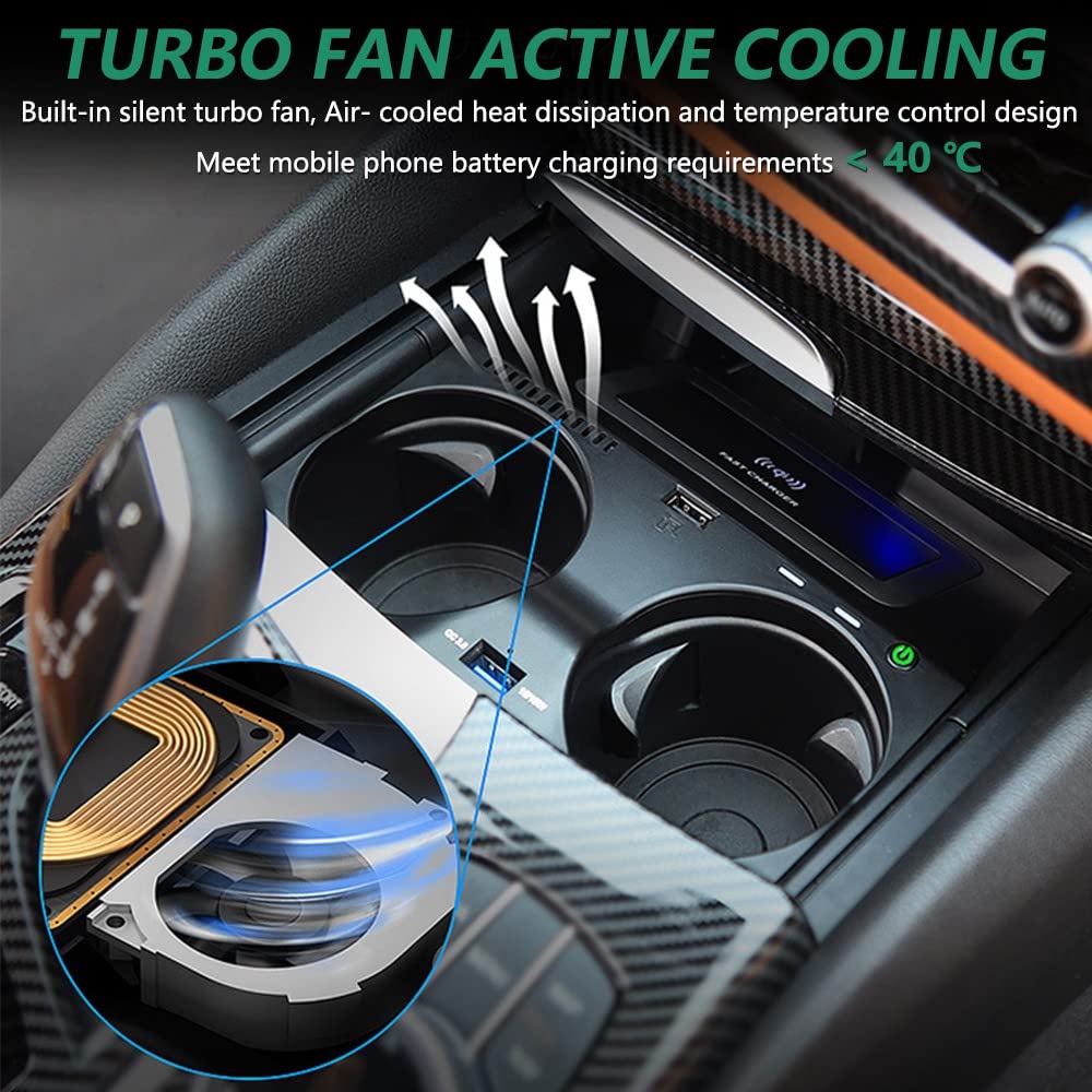 Cargador Inalámbrico Coche para BMW X5 X5M X6 X6M 2019-2022, 15W Qi Wireless Carga Rápida Auto Teléfono Cargador para BMW G05 G06 Consola Central Accesorios (Admite Coche Original sin NFC)