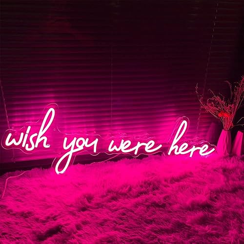 Miniatura 2 de Letrero de neón con texto en inglés Wish You Were Here para decoración de pared, letrero luminoso personalizado para interiores y dormitorio,