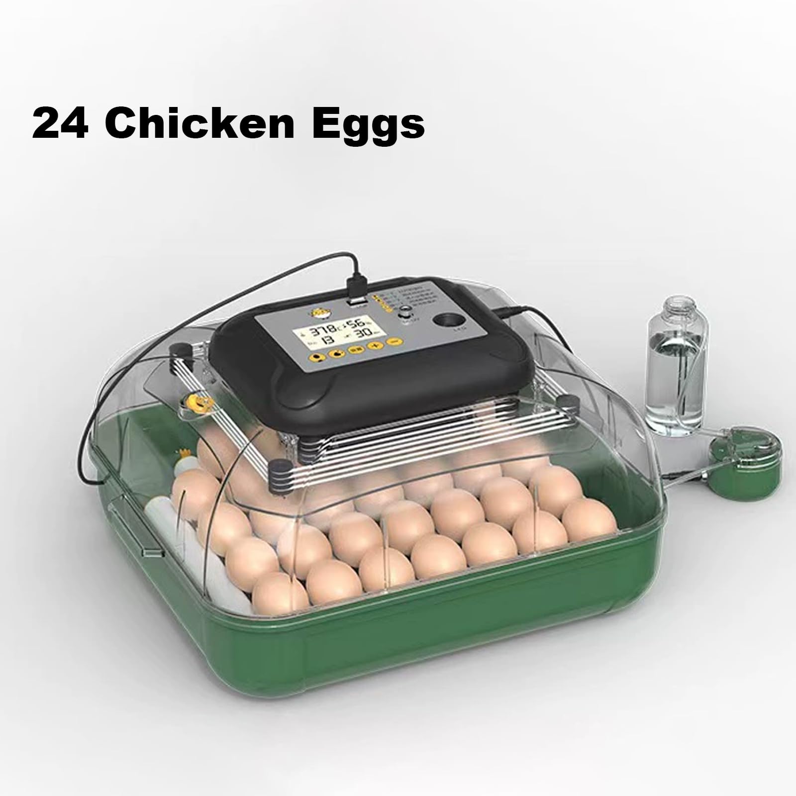 Inkubator Do Jaj Wylęgowych Z Automatycznym Obracaniem Jaj, Wyświetlaczem Temperatury I Wilgotności, Dla Kurczaków, Gęsi, Kaczek(Size:24 eggs,Color:pojedyncza moc)