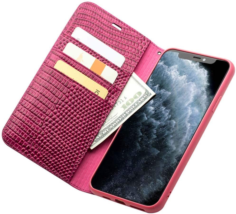 Étui de téléphone à rabat crocodile femme iPhone 11 Pro Max avec porte-carte