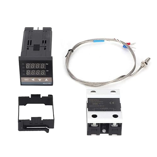 0 a 752.0 F PID controlador de temperatura digital termostato kit REX-C100FK02-V* DN termopar termostato AC110V-240V Max25A SSR K termopar sensor