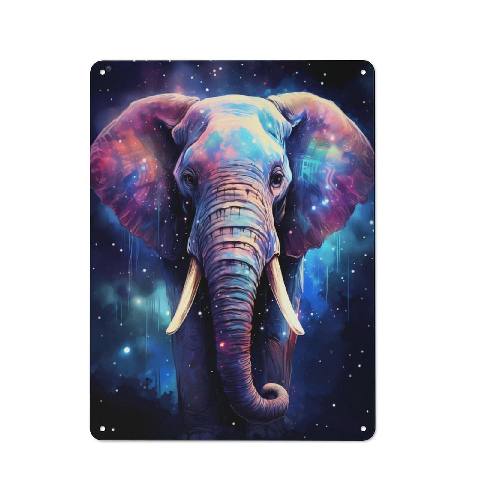 Junmoney Cosmic Fantasy Elephant Tin Wall Plaque 40X30cm With For Dining Room Or Kitchen, For Vintage Wall Decor Fans, For Themed Room Decoration