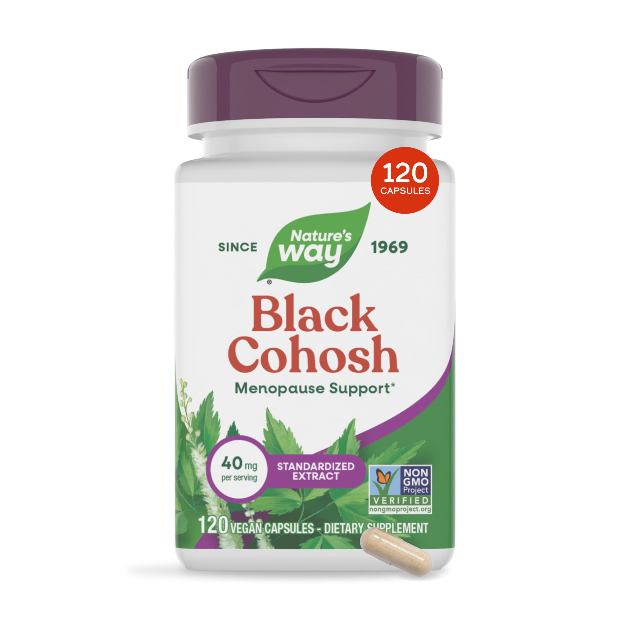 Nature's Way Black Cohosh, Menopause Support Supplement for Women*, 120 ct 120 Count (Pack of 1)