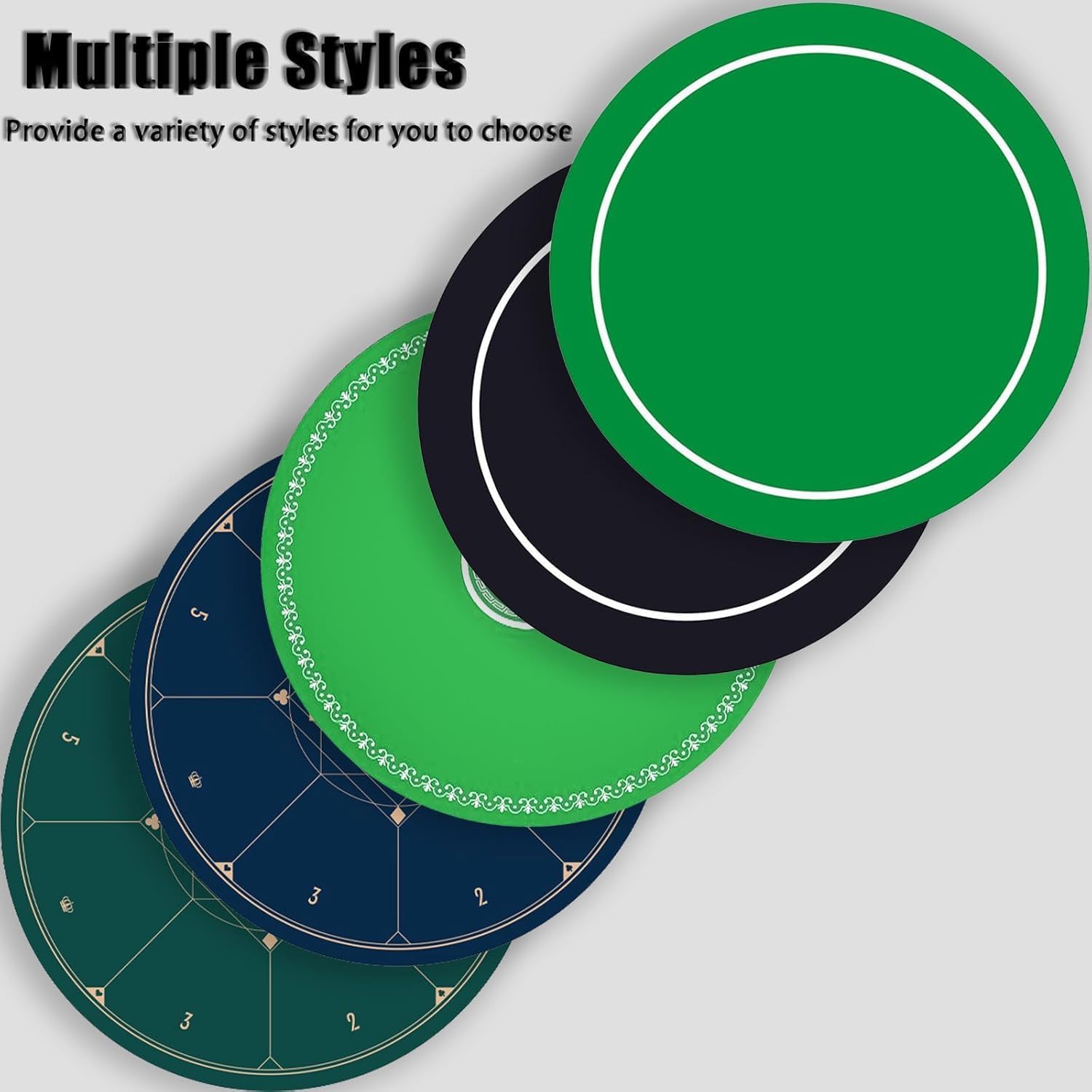Round Poker Mat Texas Poker Rubber Mat Portable Foldable Poker Games Round Mat for Poker Games Blackjack Casino Layout 120 x 120 cm, 010, 120 x 120 cm