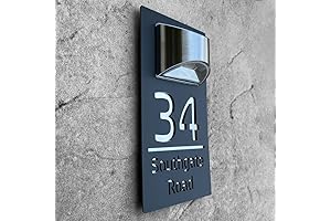 Personalized Modern Solar Door Plaque with Address Numbers and Lights