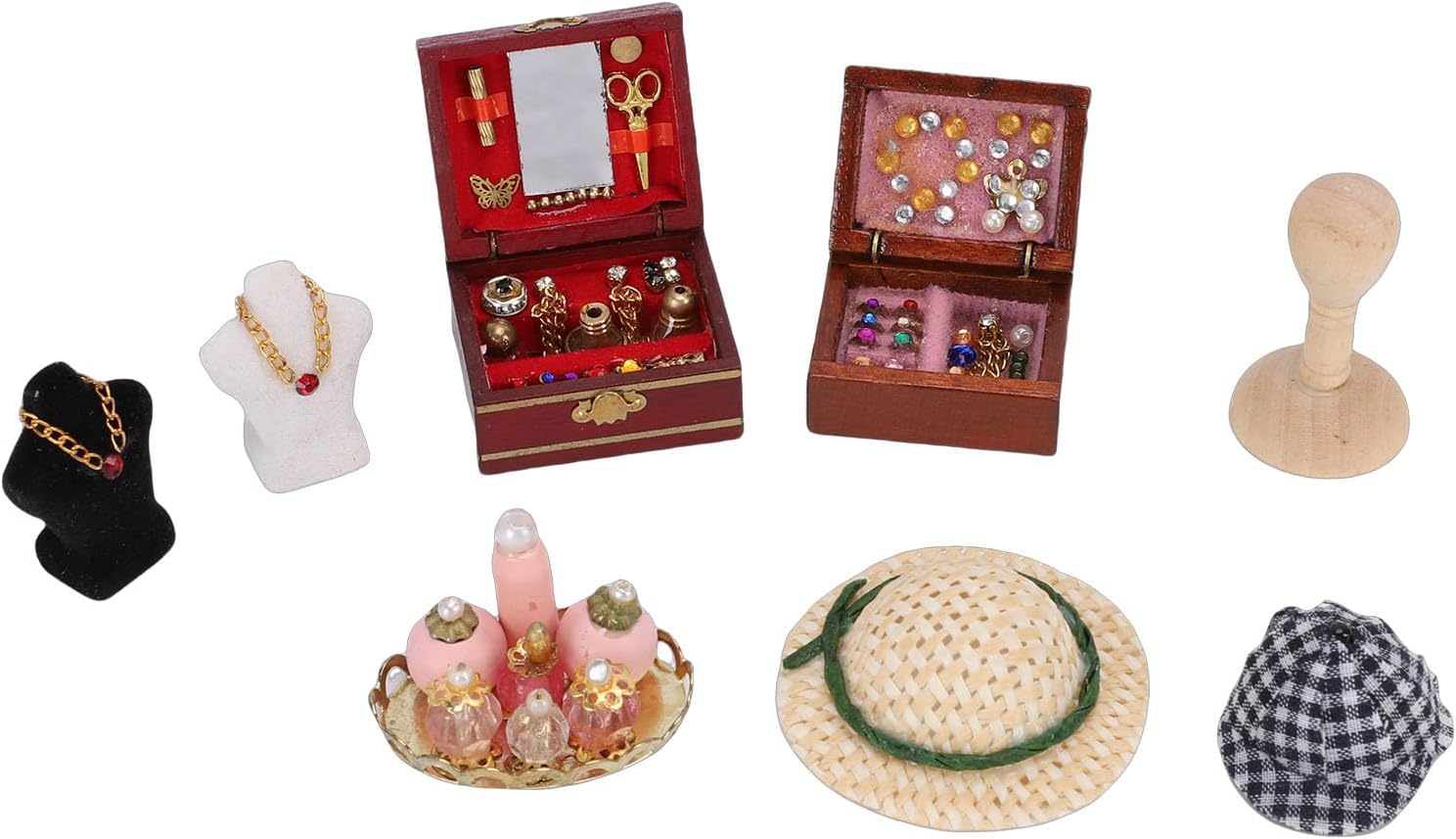 Miniature Jewelry Box, Vintage Perfume Accessories for Dollhouse Room Decor 1:12