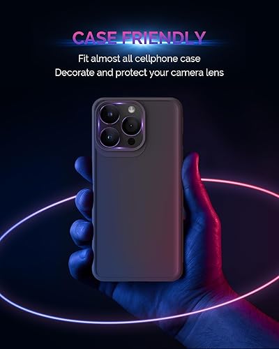 Miniatura 7 de Diseño para iPhone 15 ProiPhone 15 Pro Max, protector de lente de cámara, cobertura completa Disparo nocturno HD 9H vidrio templado acrílico