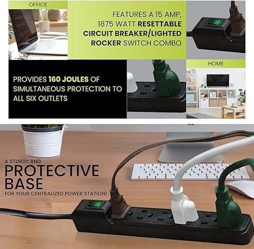 Miniatura 7 de Go Green Power Inc. GG-16103MINBK - Protector de sobretensiones de 6 tomas, color negro