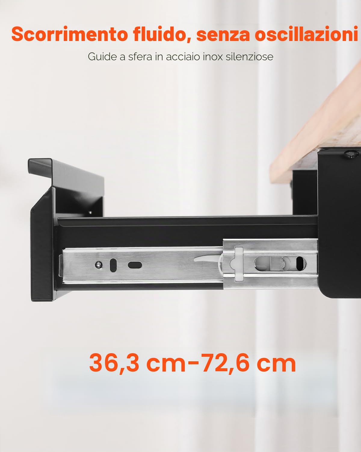 VEVOR Cassetto Estraibile Sotto Scrivania 440 x 223 x 101 mm Organizzatore Nascosto per Riporre Oggetti sulla Scrivania, Cassetto Portapenne Sotto Tavolo, per Postazioni di Lavoro da Ufficio, Nero