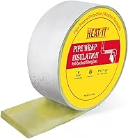 HEATIT Foil-Backed Fiberglass Pipe Insulation Wrap 3"x1"x25' - Outdoor Freezing Protection for Pipes