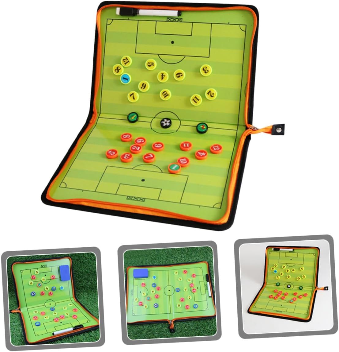 Abaodam Zippered Soccer Coaching Board Set with Magnetic Dry Erase Surface, Leather Cover, Portable Football Training Clipboard for Coaches and Referees