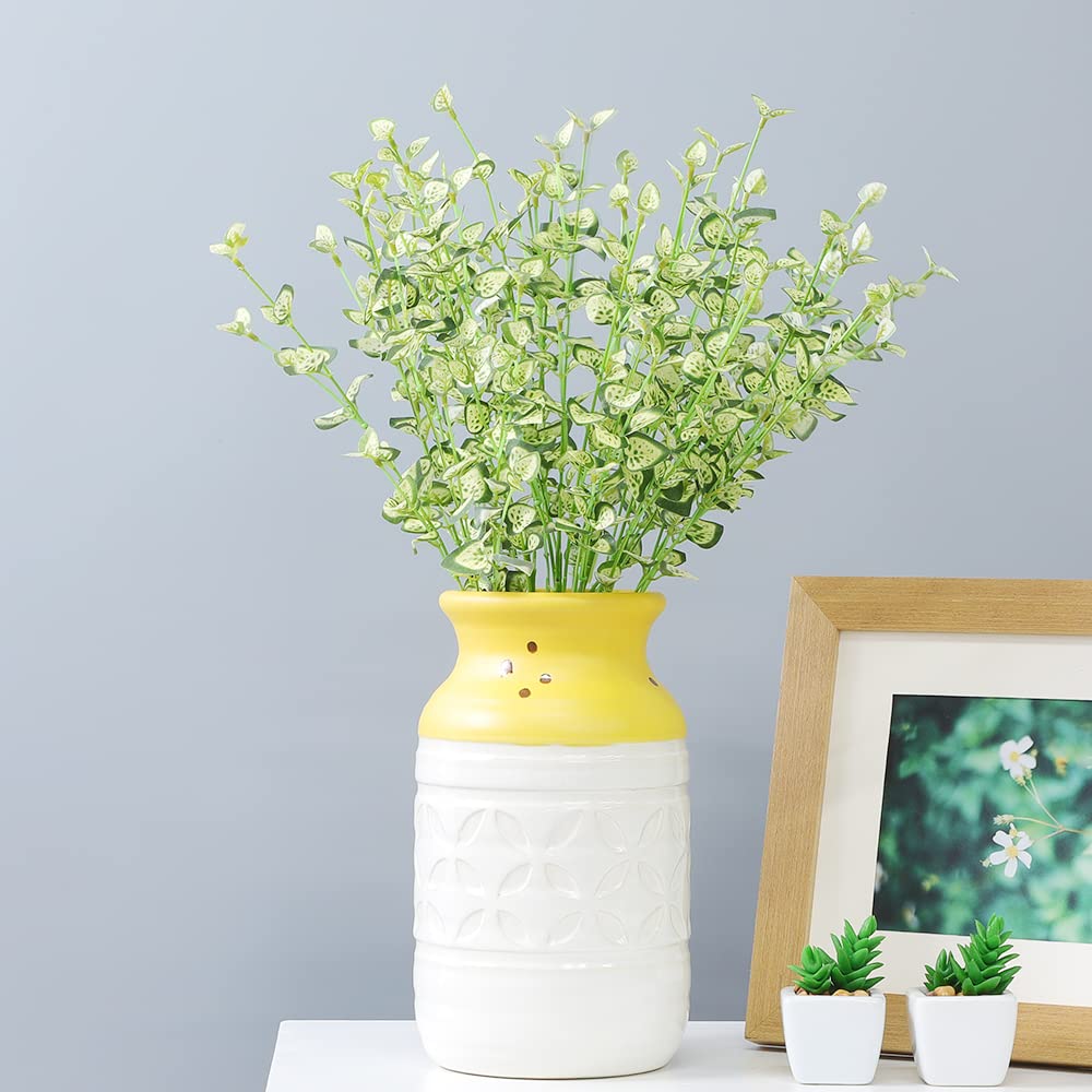 LNGO 21 inch 1 Bundle Faux Taro Leaf Artificial Greenry UV Resistant Bushes Shrubs Office Home Outdoor Decoration