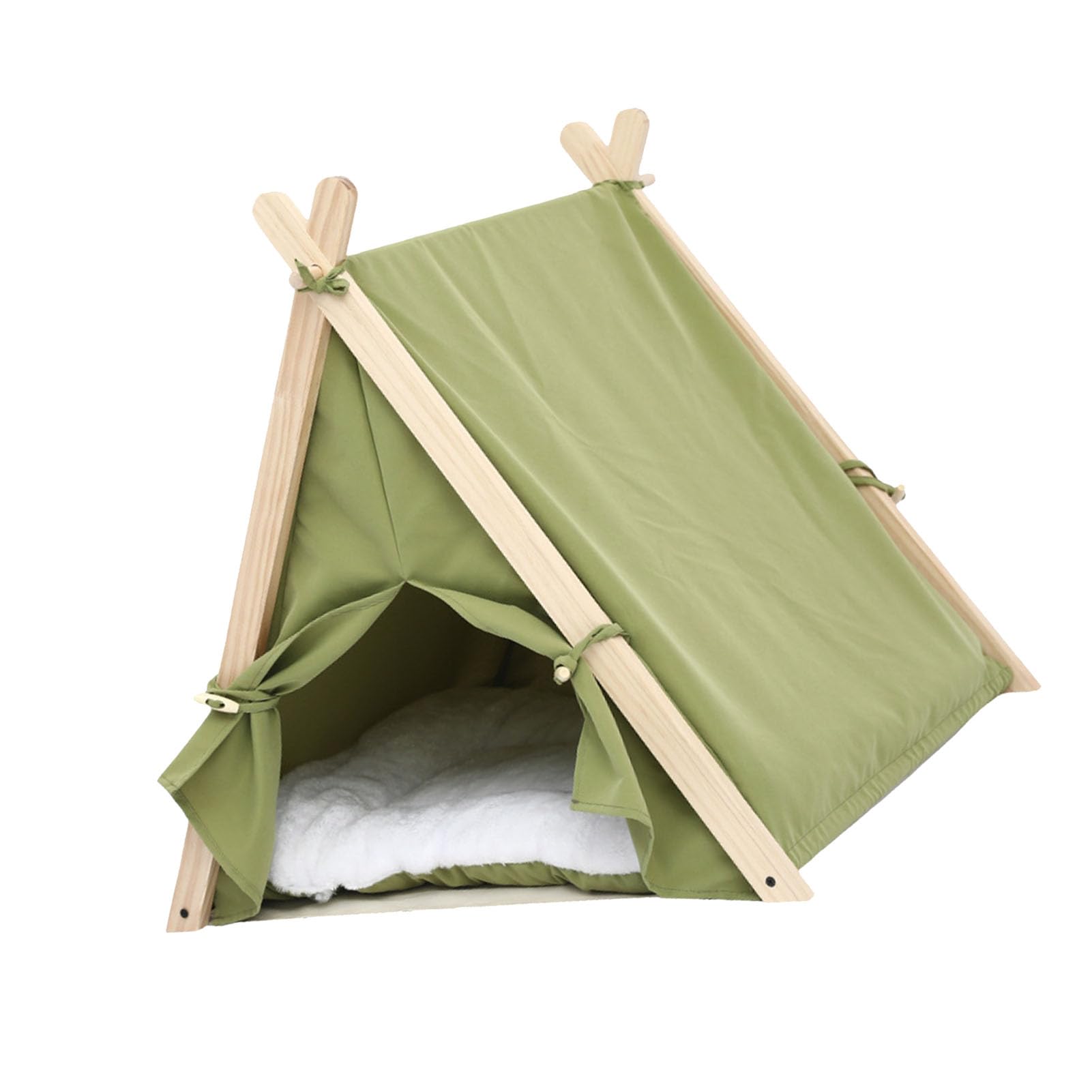 Tente Tipi Pour Animaux De Compagnie Pour Chiens Et Chats, Maison Pour Chien D'intérieur Portable De 23,8 Pouces, Tente Tipi Pour Chat Lavable (5 Couleurs En Option)(草绿色)
