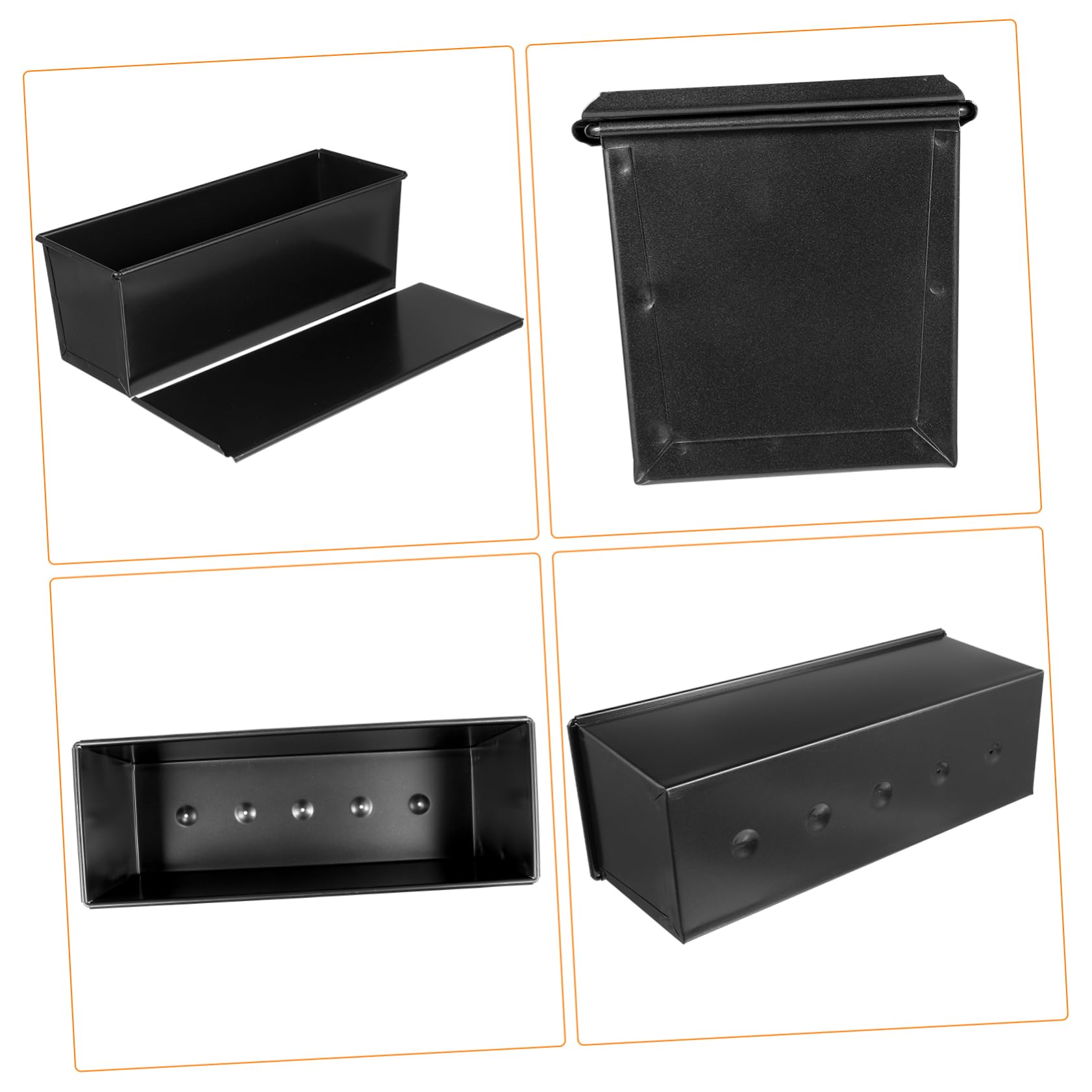Angoily 5fori Teglia per Pane in Inox Rettangolare con Coperchio Stampo Antiaderente per Toast e Pane Design Facile da Pulire Colore Nero Peso