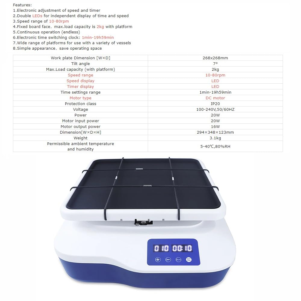 Sprzęt laboratoryjny i materiały eksploatacyjne do laboratorium SK-R1807-S LED cyfrowy oscylator kołyskowy oscylator mieszający regulowana prędkość 10-80 obr./min oscylator kołowy